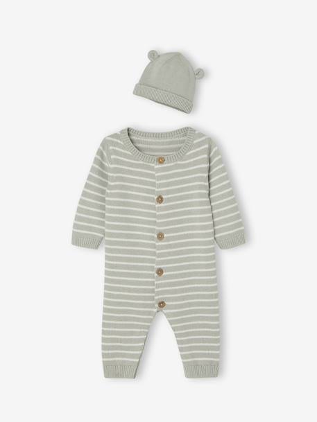 Ensemble naissance combinaison + bonnet vert d'eau - vertbaudet enfant 