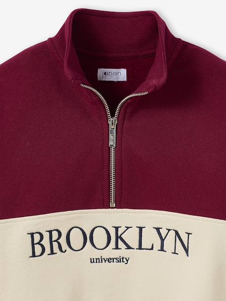 Colourblock High Neck Sweatshirt with Embroidered Letters, JONEN ecru - vertbaudet enfant 