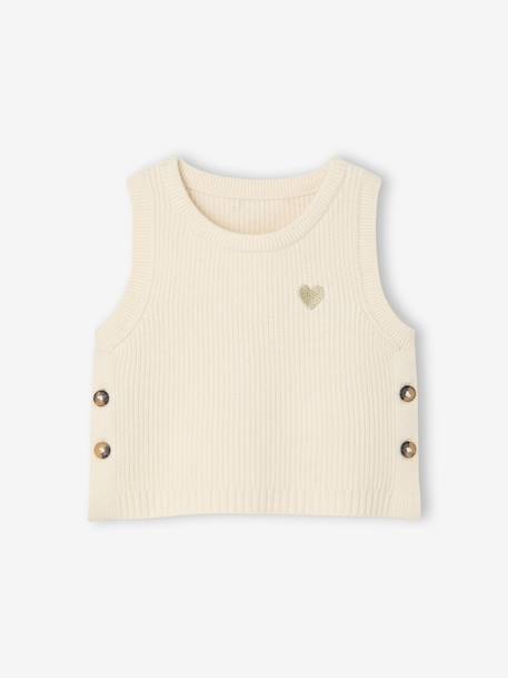 Pull bébé sans manches écru+marine+rose poudré - vertbaudet enfant 