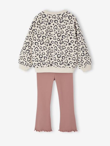 Ensemble sweat imprimé et legging flare fille bois de rose - vertbaudet enfant 