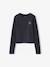Cropped Long-Sleeved T-Shirt for Girls, JONEN anthracite+navy blue - vertbaudet enfant 