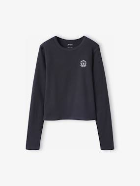 T-shirt fille cropped manches longues fille - vertbaudet enfant Fille-T-shirt, sous-pull-T-shirt-T-shirt fille cropped manches longues fille