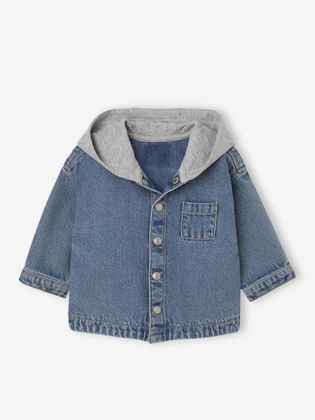 Hooded Denim Shirt for Babies stone - vertbaudet enfant 