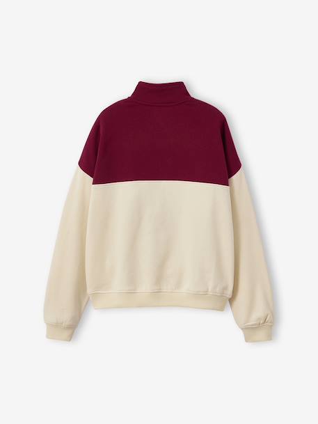Colourblock High Neck Sweatshirt with Embroidered Letters, JONEN ecru - vertbaudet enfant 
