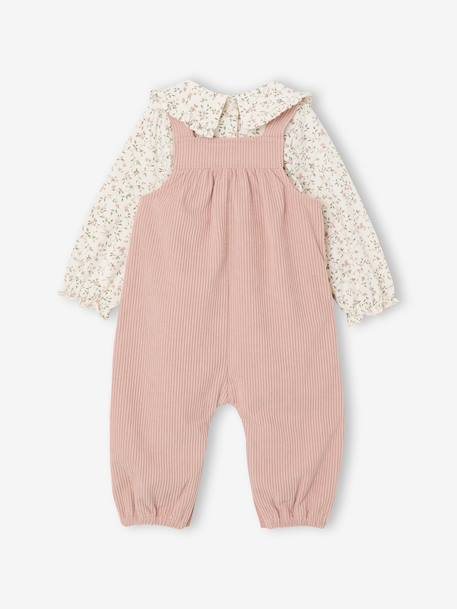 Coffret bébé T-shirt + salopette + bandeau + doudou rose poudré - vertbaudet enfant 
