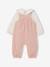 Coffret bébé T-shirt + salopette + bandeau + doudou rose poudré - vertbaudet enfant 