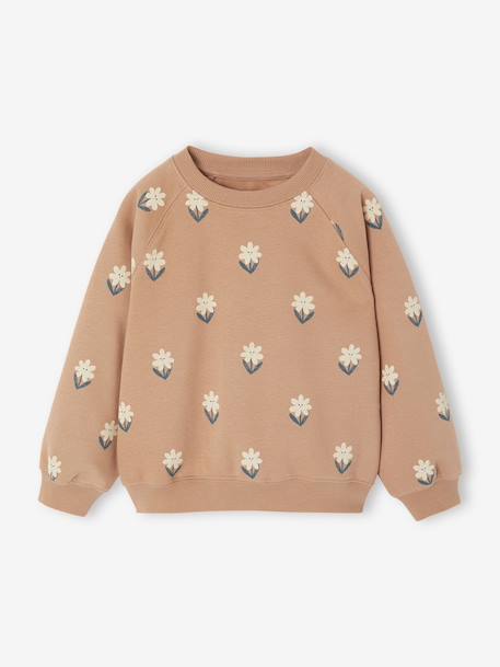 Printed Sweatshirt & Flared Leggings Set for Girls dusky pink+navy blue - vertbaudet enfant 