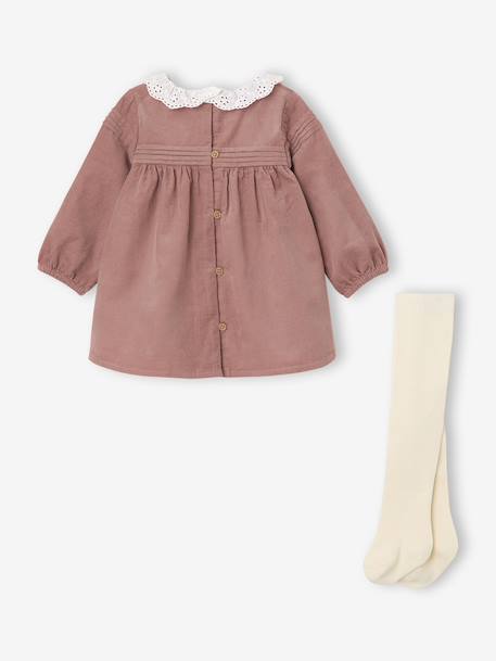 Velvet Dress + Tights Set for Newborns blush - vertbaudet enfant 