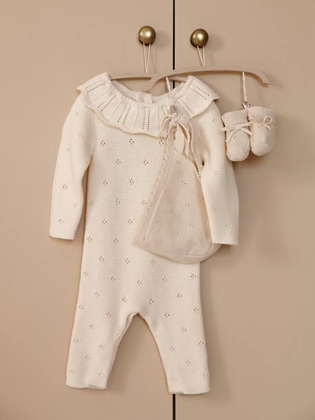 Jumpsuit in Fancy Knit for Newborns ecru - vertbaudet enfant 