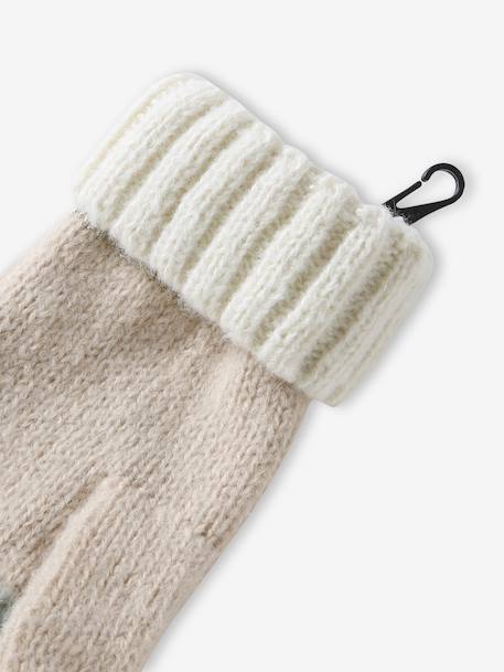Colourblock Beanie, Snood, Mittens/Fingerless Mitts Set for Girls aqua green+striped pink - vertbaudet enfant 