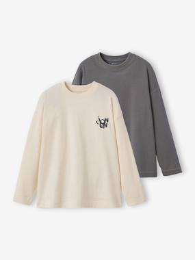 Lot de 2 t-shirts garçon oversize effet délavé - vertbaudet enfant Garçon-T-shirt, polo, sous-pull-T-shirt-Lot de 2 t-shirts garçon oversize effet délavé