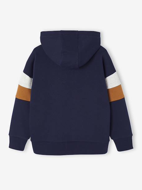 Sweat garçon à capuche motif placé lichen+marine+noix de pécan - vertbaudet enfant 