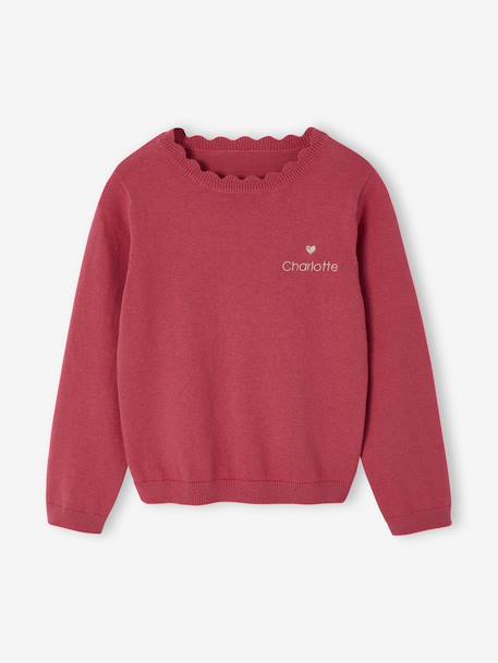 Pull fille personnalisable framboise+mandarine+marine+pivoine+vert de gris - vertbaudet enfant 