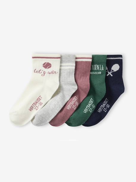 Pack of 5 Pairs of Sports Socks for Girls marl grey - vertbaudet enfant 