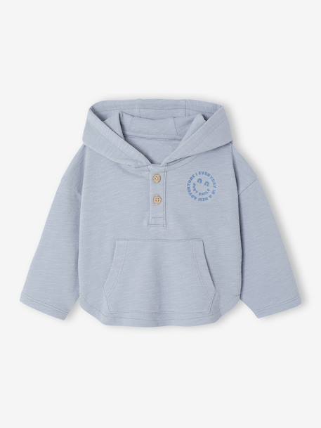 Striped Hooded Top for Baby Boys crystal blue+sandy beige+tomato red - vertbaudet enfant 