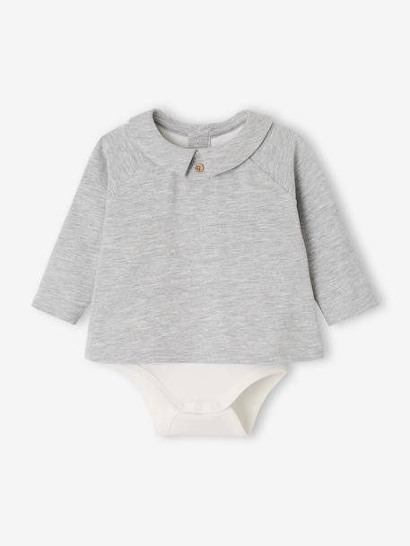 Pack of Two 2-in-1 Bodysuits for Newborns marl grey - vertbaudet enfant 