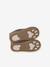 Indoor Shoes in Smooth Leather with Hook-&-Loop Strap, for Babies gold+printed beige - vertbaudet enfant 