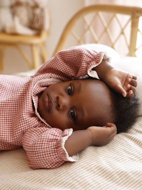 Blouse naissance en flanelle vichy avec col volanté - vertbaudet enfant Bébé-T-shirt, sous-pull-Blouse naissance en flanelle vichy avec col volanté