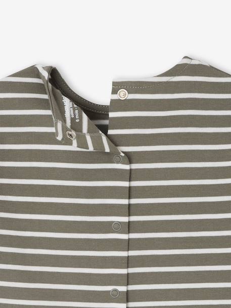 Tee-shirt rayé bébé manches longues kaki - vertbaudet enfant 