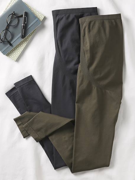 Pack of 2 Pairs of Leggings for Maternity, Seamless by ENVIE DE FRAISE black+khaki - vertbaudet enfant 