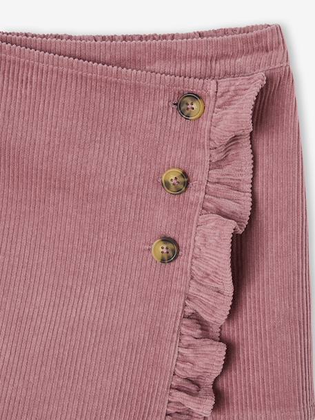 Jupe-short fille en velours effet portefeuille bleu canard+rouge+vert anglais+vieux rose - vertbaudet enfant 