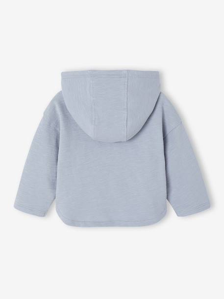 Striped Hooded Top for Baby Boys crystal blue+sandy beige+tomato red - vertbaudet enfant 