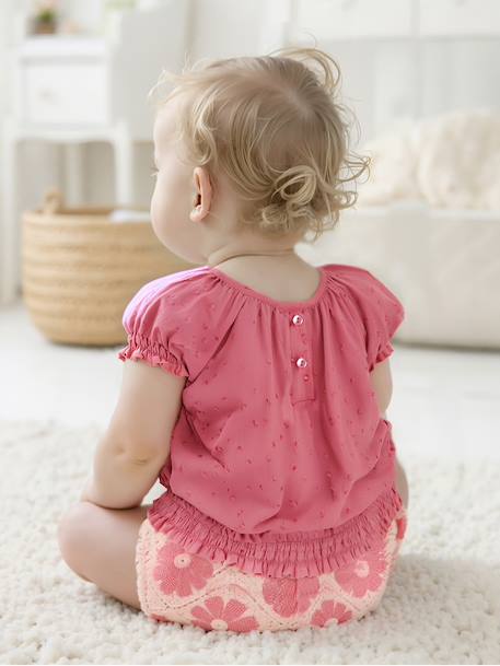 Blouse à plumetis bébé fraise - vertbaudet enfant 