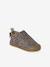 Indoor Shoes in Smooth Leather with Hook-&-Loop Strap, for Babies gold+printed beige - vertbaudet enfant 
