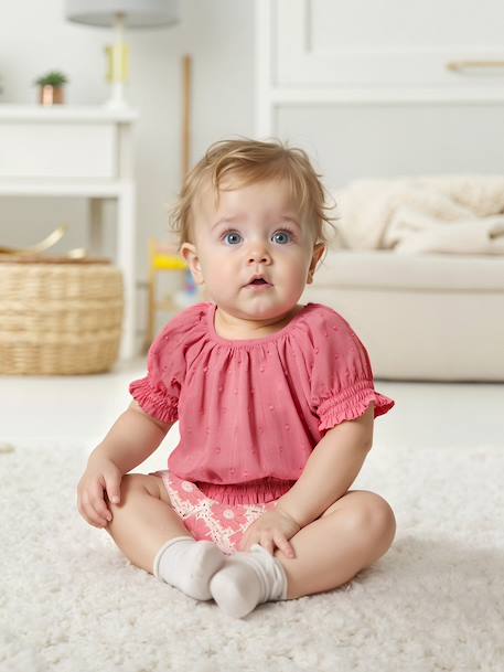 Blouse à plumetis bébé fraise - vertbaudet enfant 