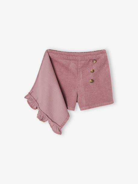 Jupe-short fille en velours effet portefeuille bleu canard+rouge+vert anglais+vieux rose - vertbaudet enfant 