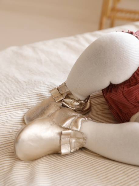 Elasticated Soft Leather Shoes for Babies gold+rose - vertbaudet enfant 