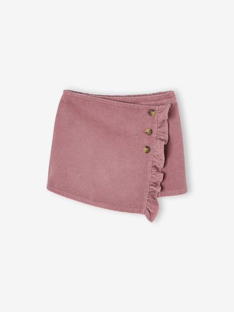 Jupe-short fille en velours effet portefeuille bleu canard+rouge+vert anglais+vieux rose - vertbaudet enfant 