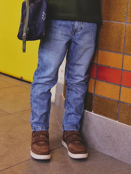 Leather Hook-&-Loop Trainers for Children, Designed for Autonomy brown - vertbaudet enfant 