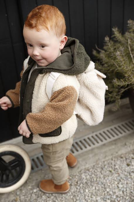 Sherpa Hooded Coat for Babies sandy beige - vertbaudet enfant 