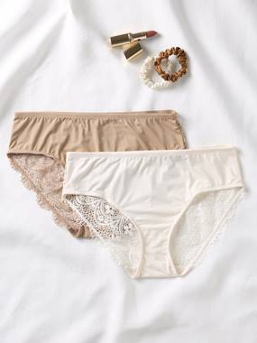 Vêtements de grossesse-Lingerie-Culotte, shorty-Lot 2 culottes de grossesse en microfibre et dentelle