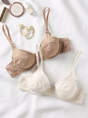 Pack of 2 microfibre and lace maternity and nursing bras ENVIE DE FRAISE - vertbaudet enfant Maternity-Pack of 2 microfibre and lace maternity and nursing bras ENVIE DE FRAISE