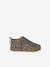 Indoor Shoes in Smooth Leather with Hook-&-Loop Strap, for Babies gold+printed beige - vertbaudet enfant 