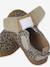 Indoor Shoes in Smooth Leather with Hook-&-Loop Strap, for Babies gold+printed beige - vertbaudet enfant 
