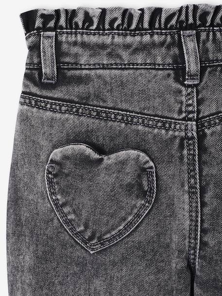 Jean fille mom poches coeur denim gris+gris+stone - vertbaudet enfant 