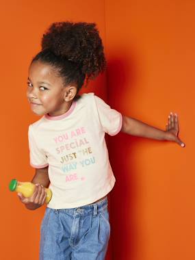 T-shirt fille à message manches courtes fille - vertbaudet enfant Fille-T-shirt fille à message manches courtes fille