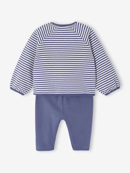 Ensemble naissance molletonné gilet + pantalon bleu+écru - vertbaudet enfant 