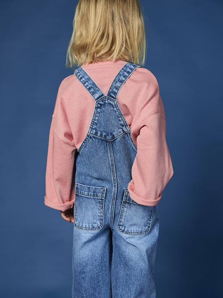 Wide-Leg Denim Dungarees for Girls black denim+denim grey+stone - vertbaudet enfant 
