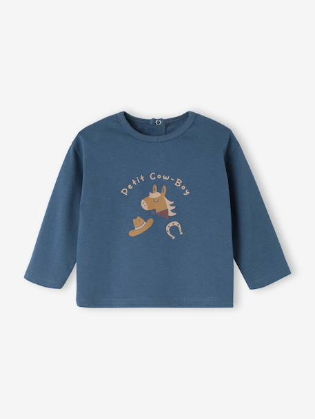 Long-sleeved baby t-shirt peacock blue - vertbaudet enfant 