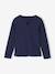 Long-Sleeved Ribbed Knit T-Shirt for Girls navy blue+purple clover - vertbaudet enfant 