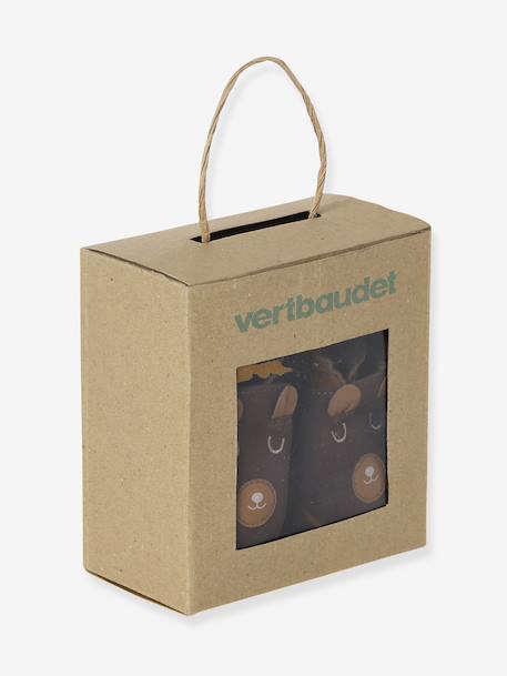 Elasticated, Soft Leather Slip-Ons for Babies printed brown+printed green+set brown - vertbaudet enfant 