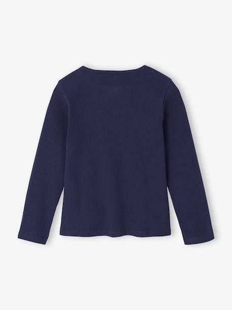 T-shirt en côtes fille manches longues marine+violine - vertbaudet enfant 