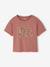 Short-Sleeved T-Shirt with Reversible Sequin Motif, for Girls dusky pink+ecru - vertbaudet enfant 