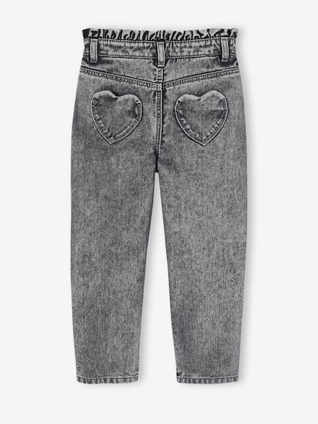 Jean fille mom poches coeur denim gris+gris+stone - vertbaudet enfant 