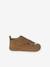 Indoor Shoes in Smooth Leather with Hook-&-Loop Strap, for Babies brown+indigo+pale blue+printed blue - vertbaudet enfant 
