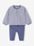 Ensemble naissance molletonné gilet + pantalon bleu+écru - vertbaudet enfant 